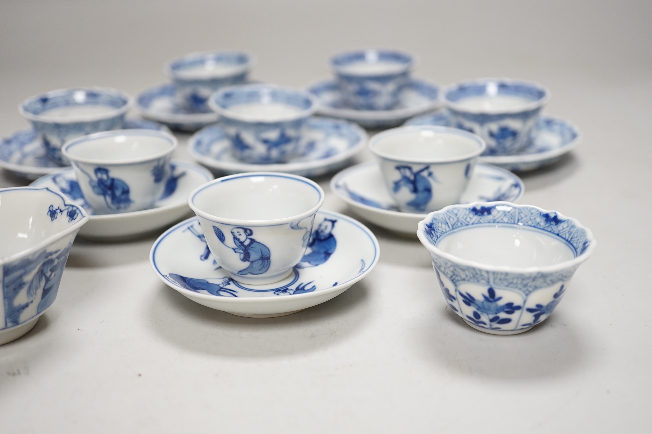 Two miniature Chinese blue and white porcelain part tea sets